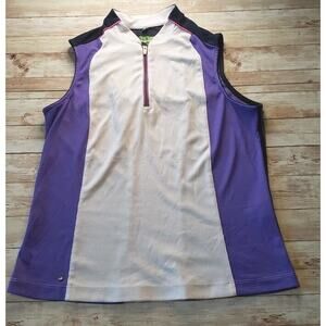 Tail Tech Women's M Purple and White 1/4 zip Sleeveless Golf Top